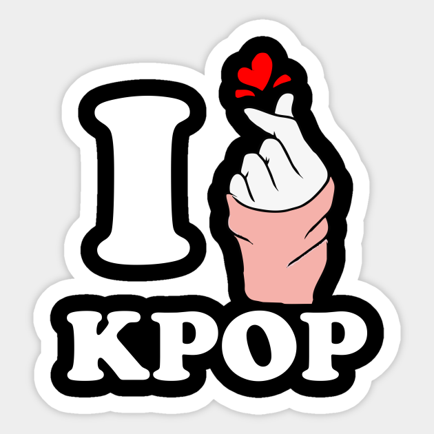 I Love Kpop Finger Heart White I Love Kpop Sticker Teepublic